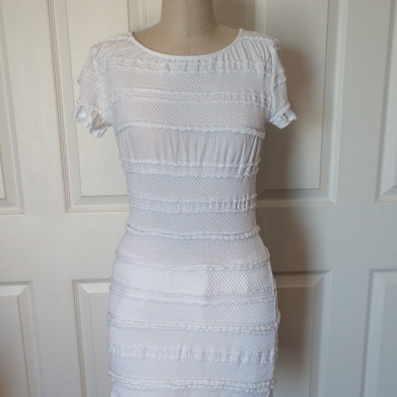 BCBG White Libby Striped Jacquard Mini Dress - Picture 3 of 7
